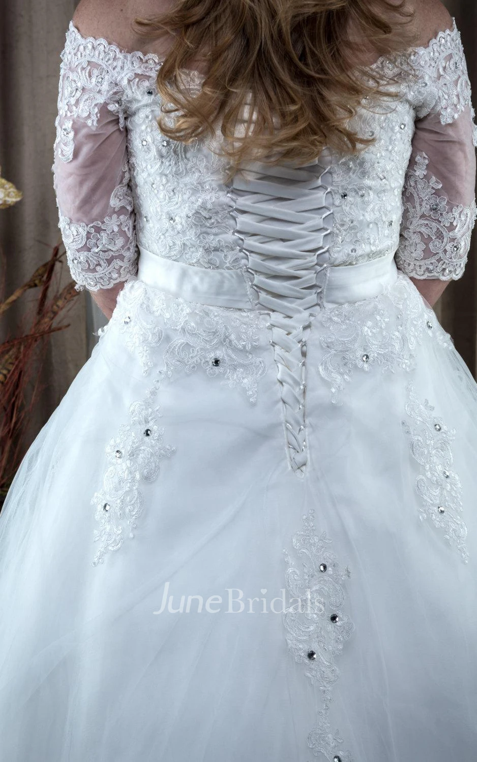 Ball Gown Tulle Lace Dress With Appliques Lace-Up Back