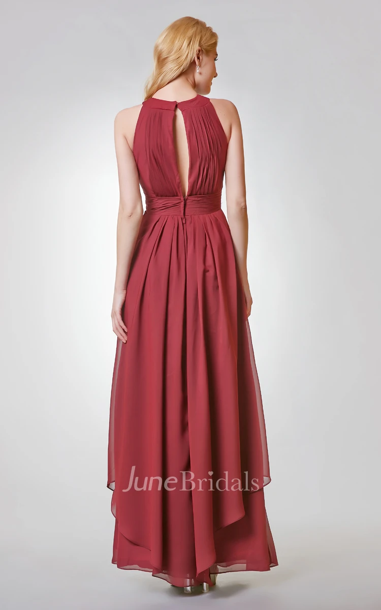 Halter Empire Long Bridesmaid Dress