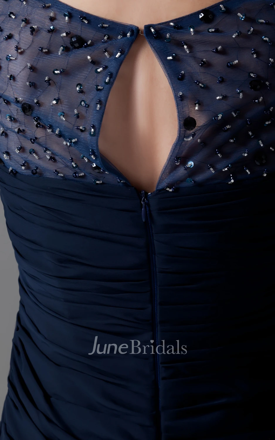 Maxi Bateau-Neck Pleated-Sleeve Dress With Crystal Detailing