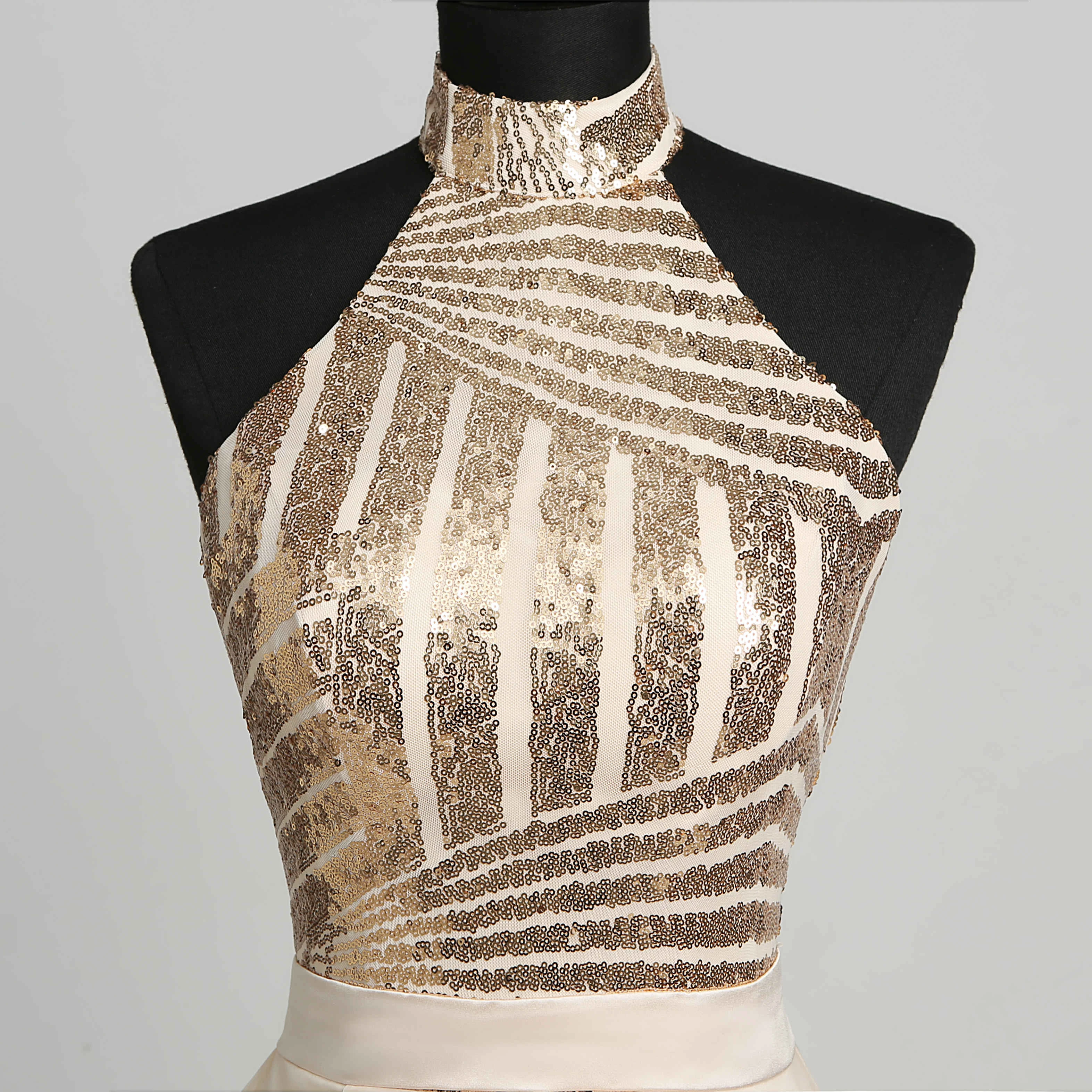 A-Line Halter Tulle Adorable Short Mini Sleeveless Backless Dress with Sequins