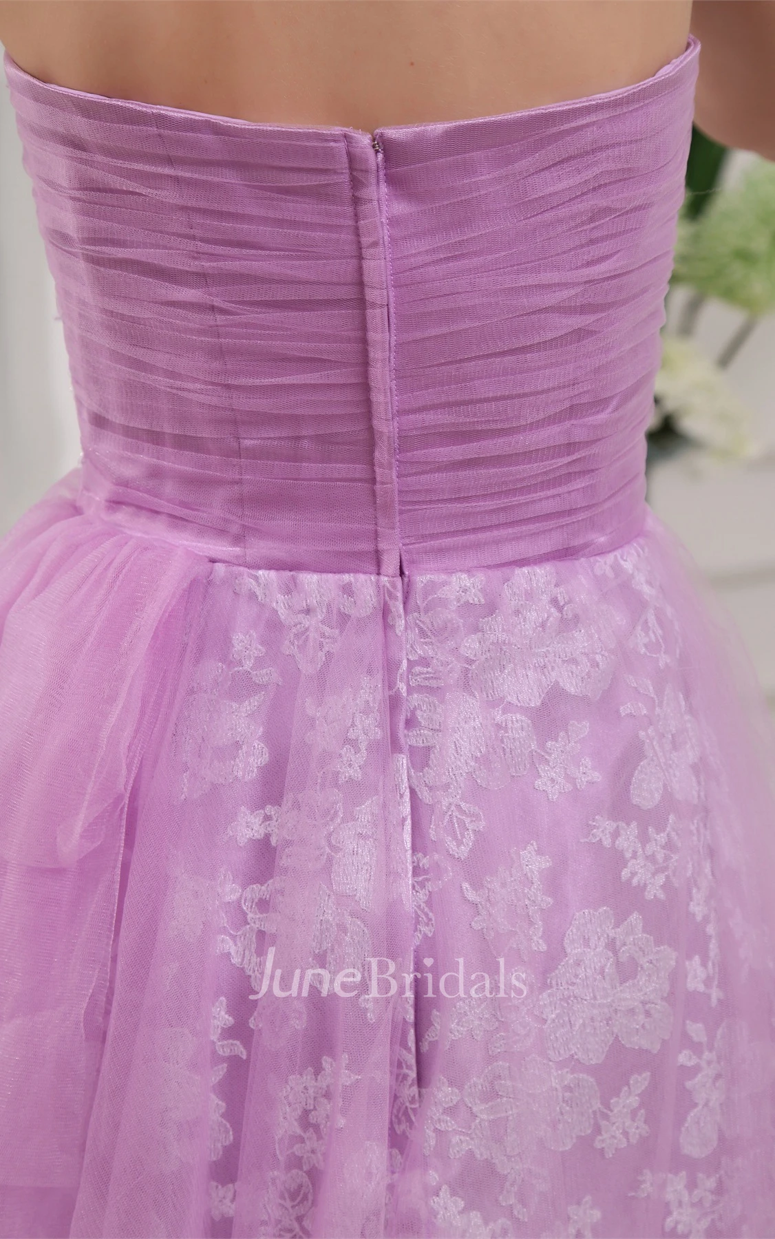 Strapless Tulle Fitted Mini Dress with Appliques