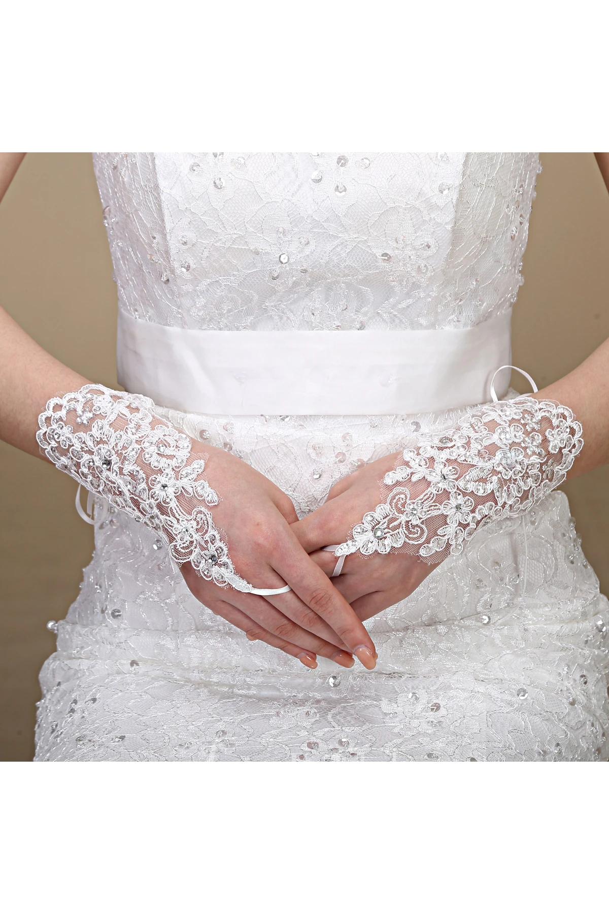 New Lace Sequins Hooks Short Length Strap Gloves