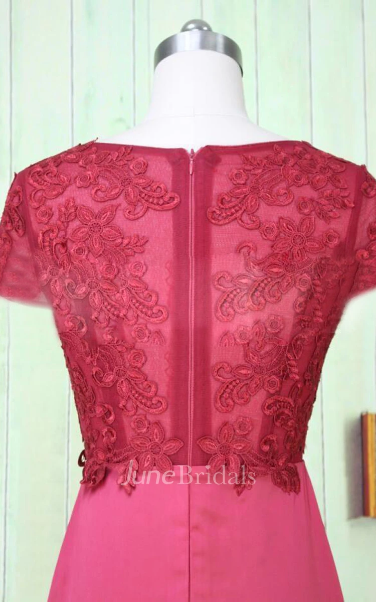 Trumpet Short Long Lace&Satin Dress With Appliques