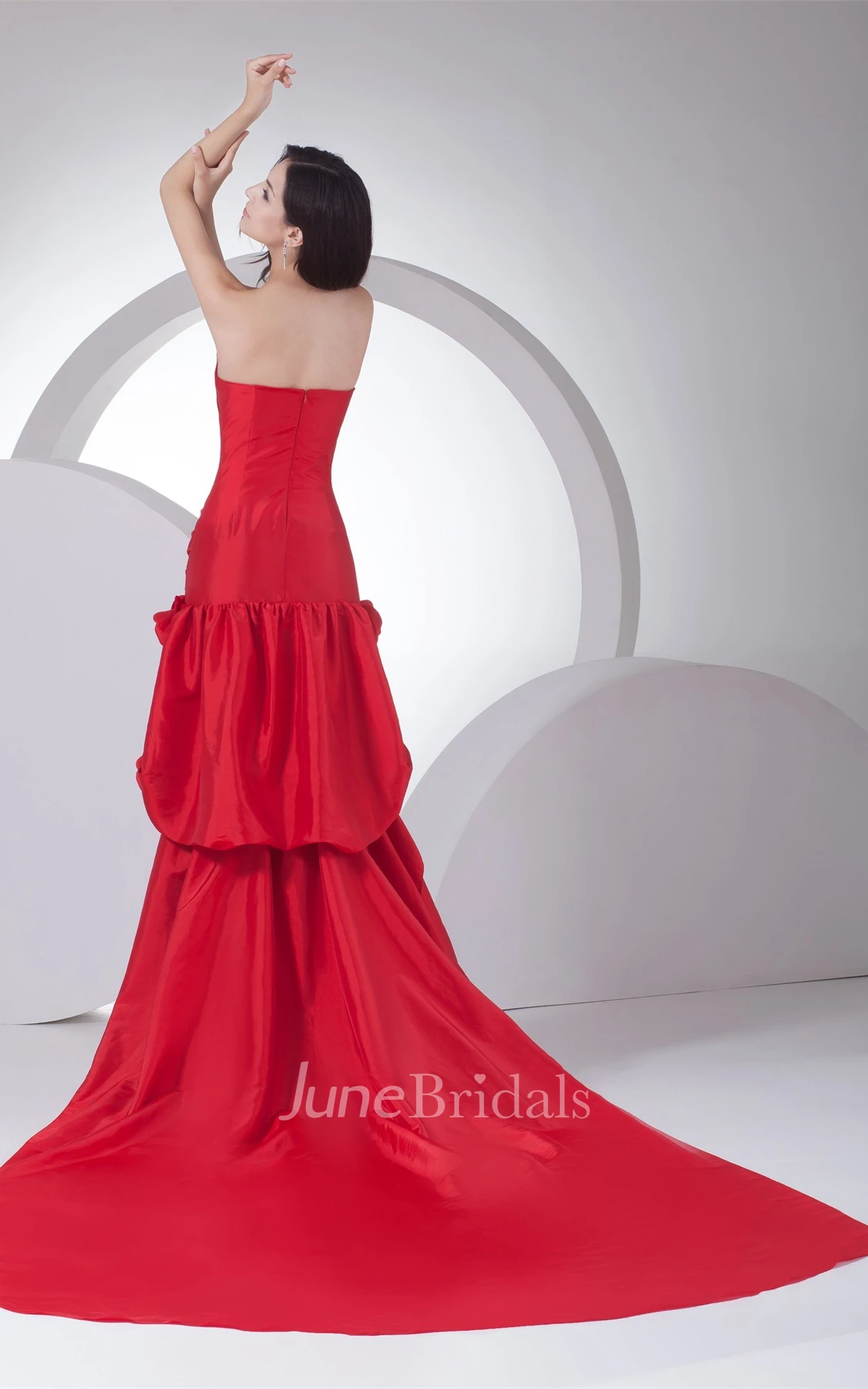 Strapless Sheath Maxi Dress with Flower and Royal Train