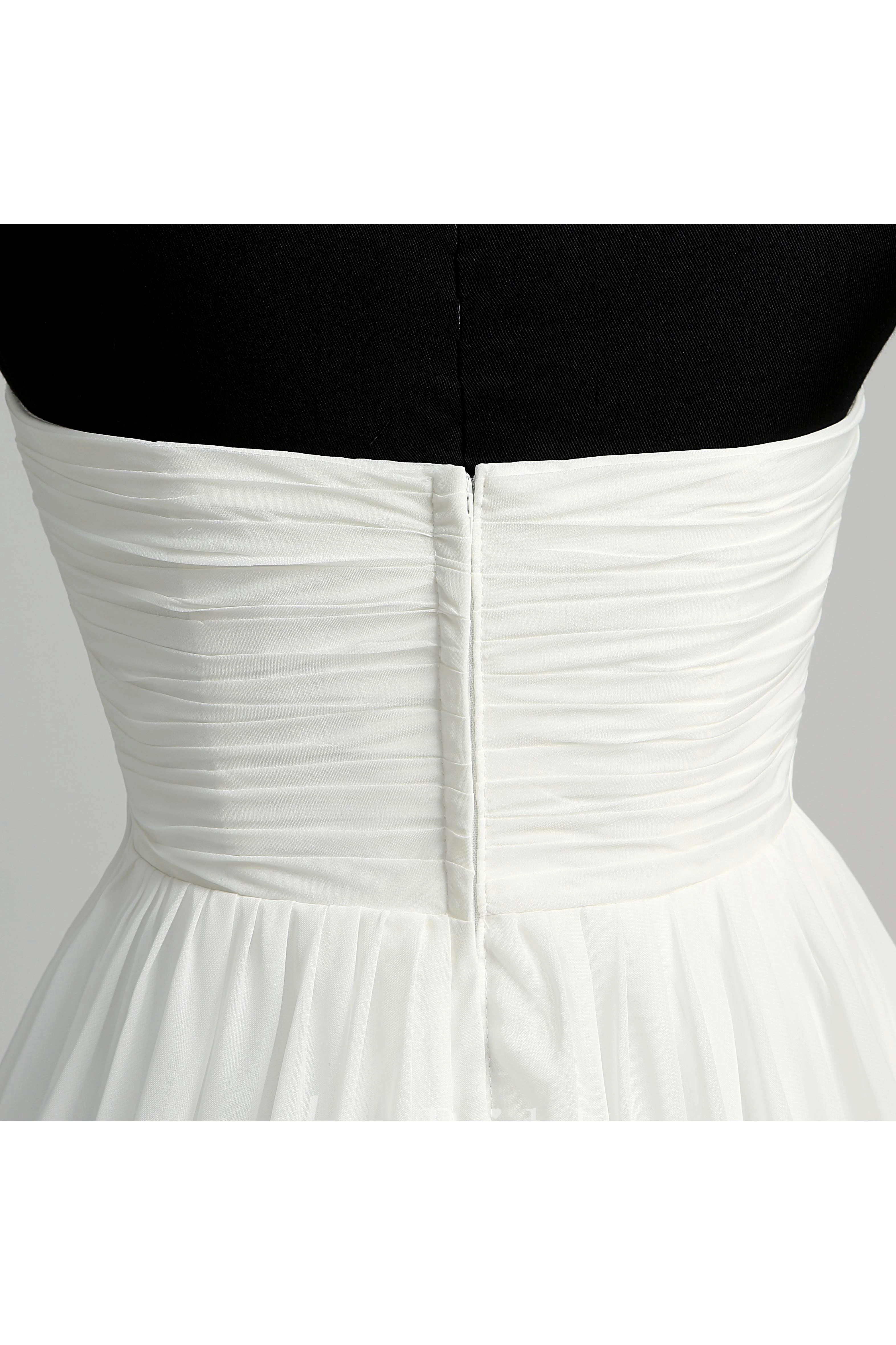 Floor-length Court Train A-line Sweetheart Sleeveless Zipper Chiffon Weeding Dress