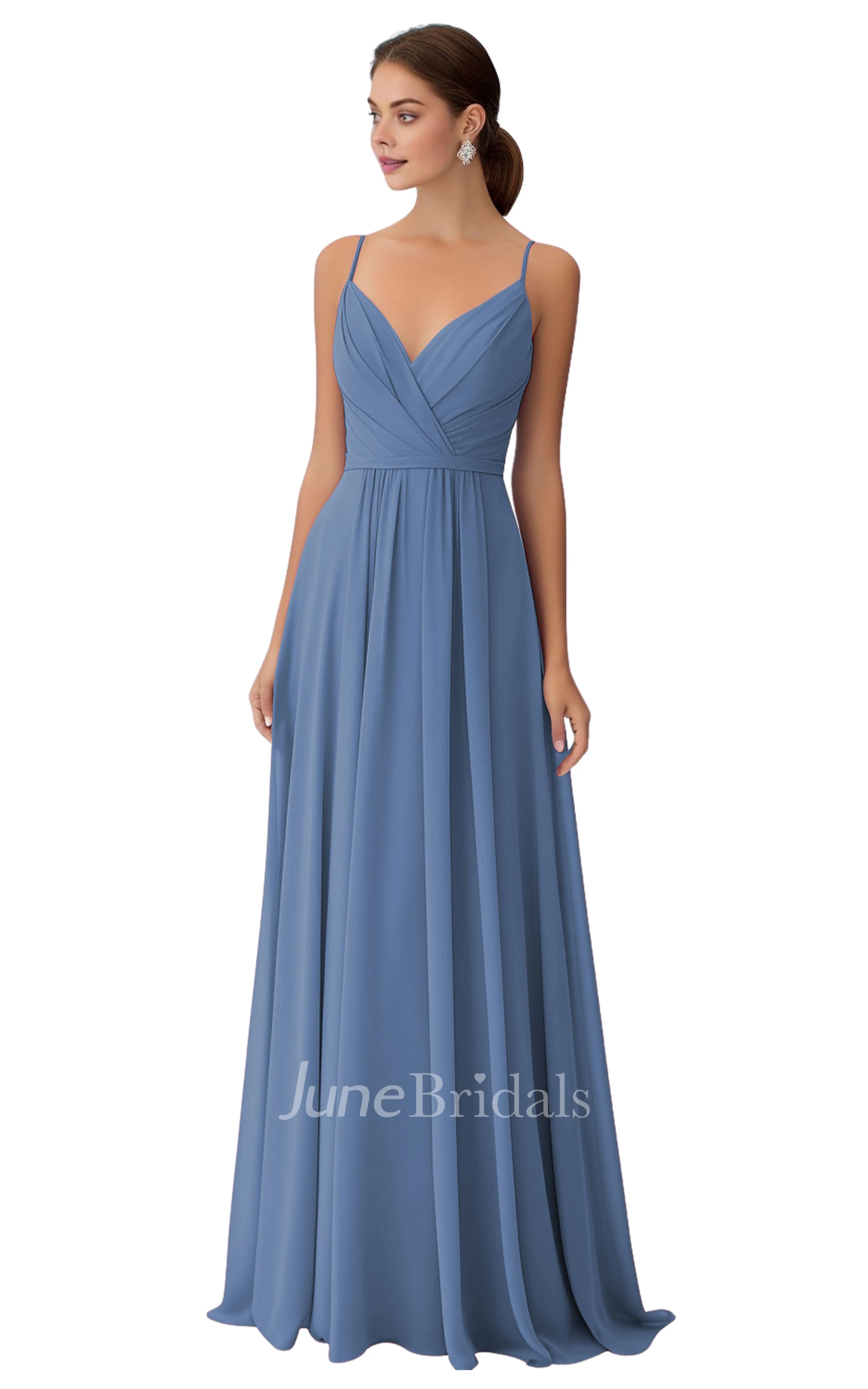Bohemian V-neck A-Line Chiffon Bridesmaid Dress