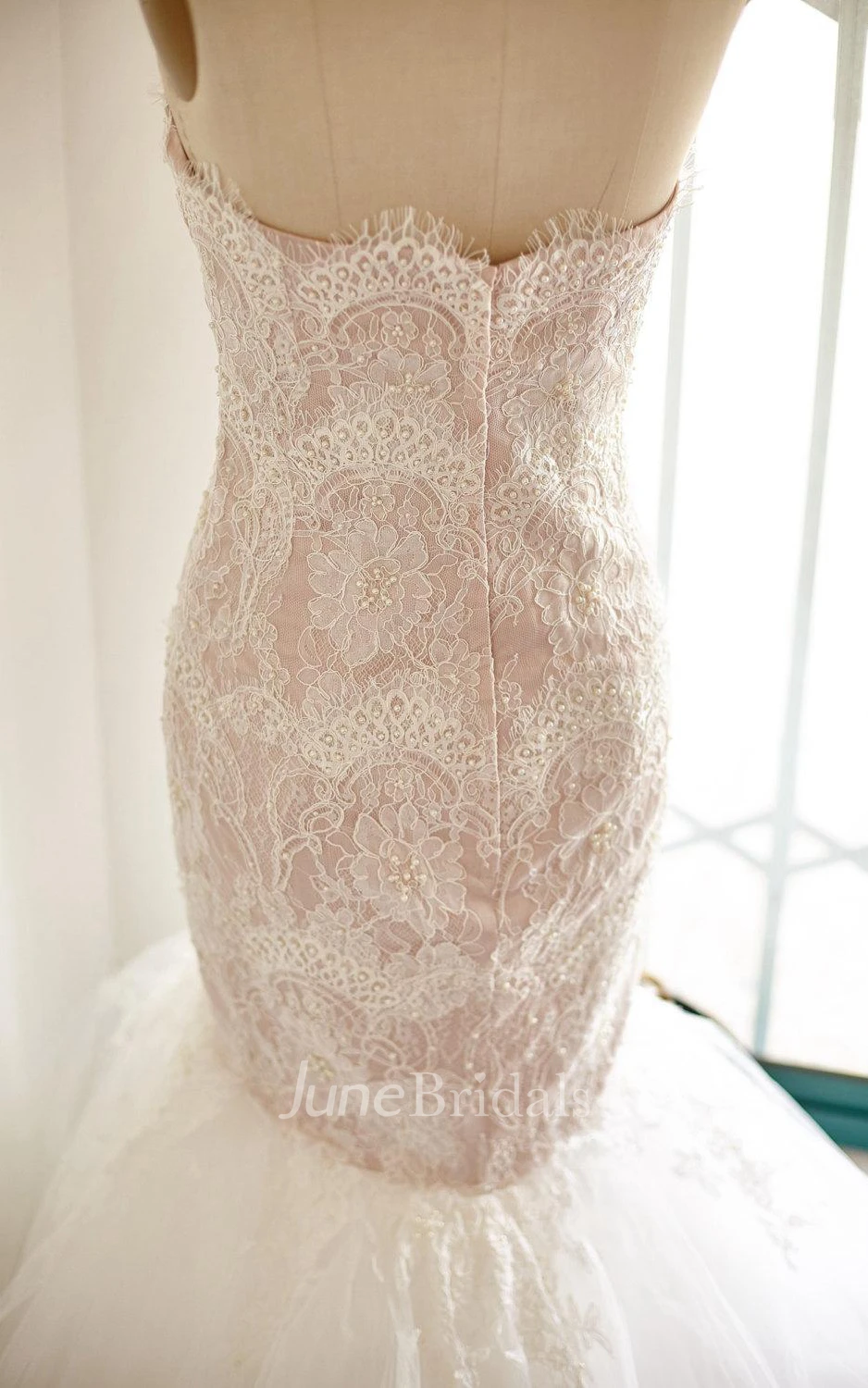 Mermaid Sweetheart Tulle Lace Satin Dress With Beading