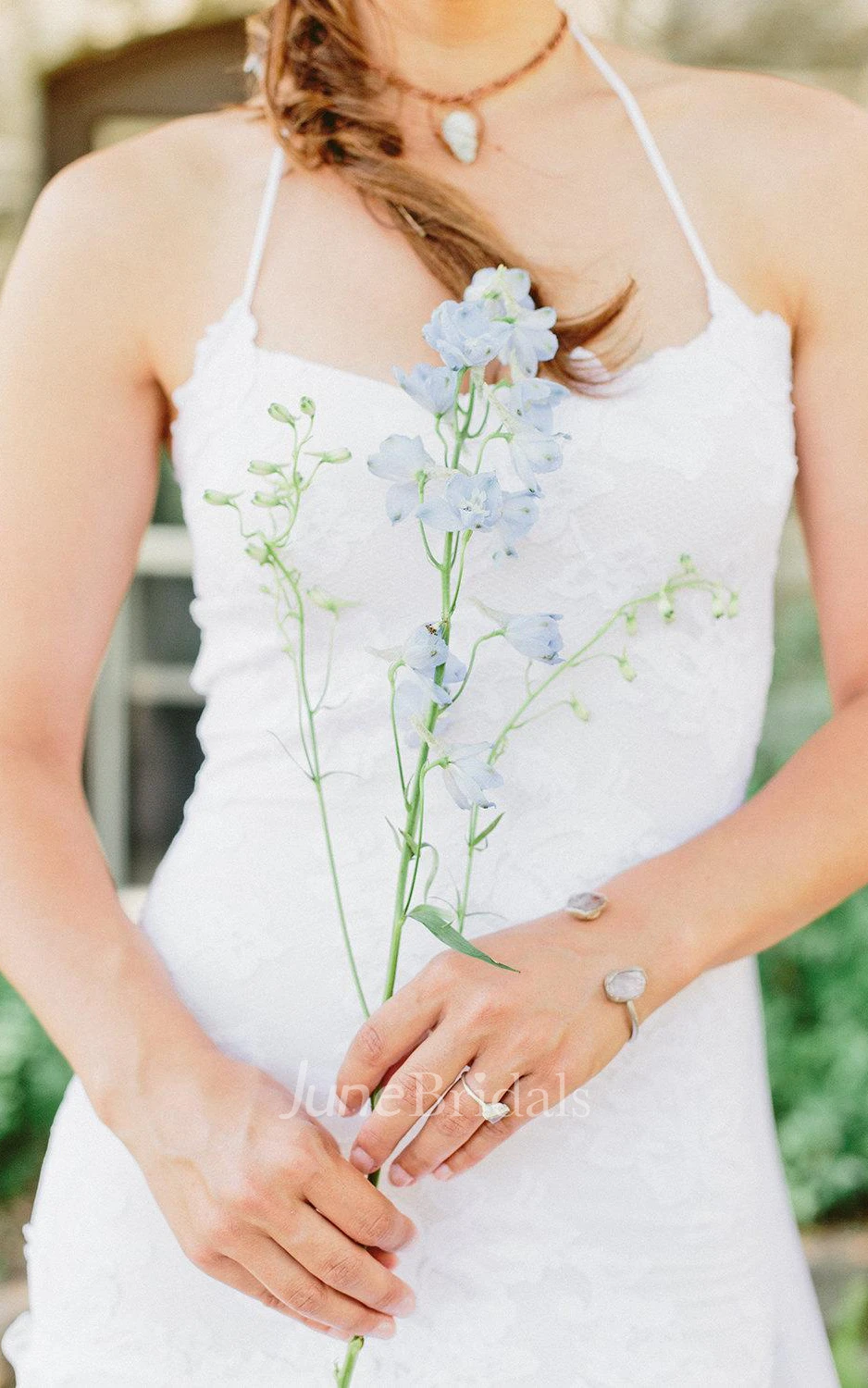 Halter Chiffon Tulle Lace Weddig Dress