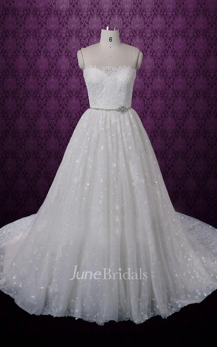 Sleeveless Sweetheart Wedding Dress With Beading Sash And Corset Back