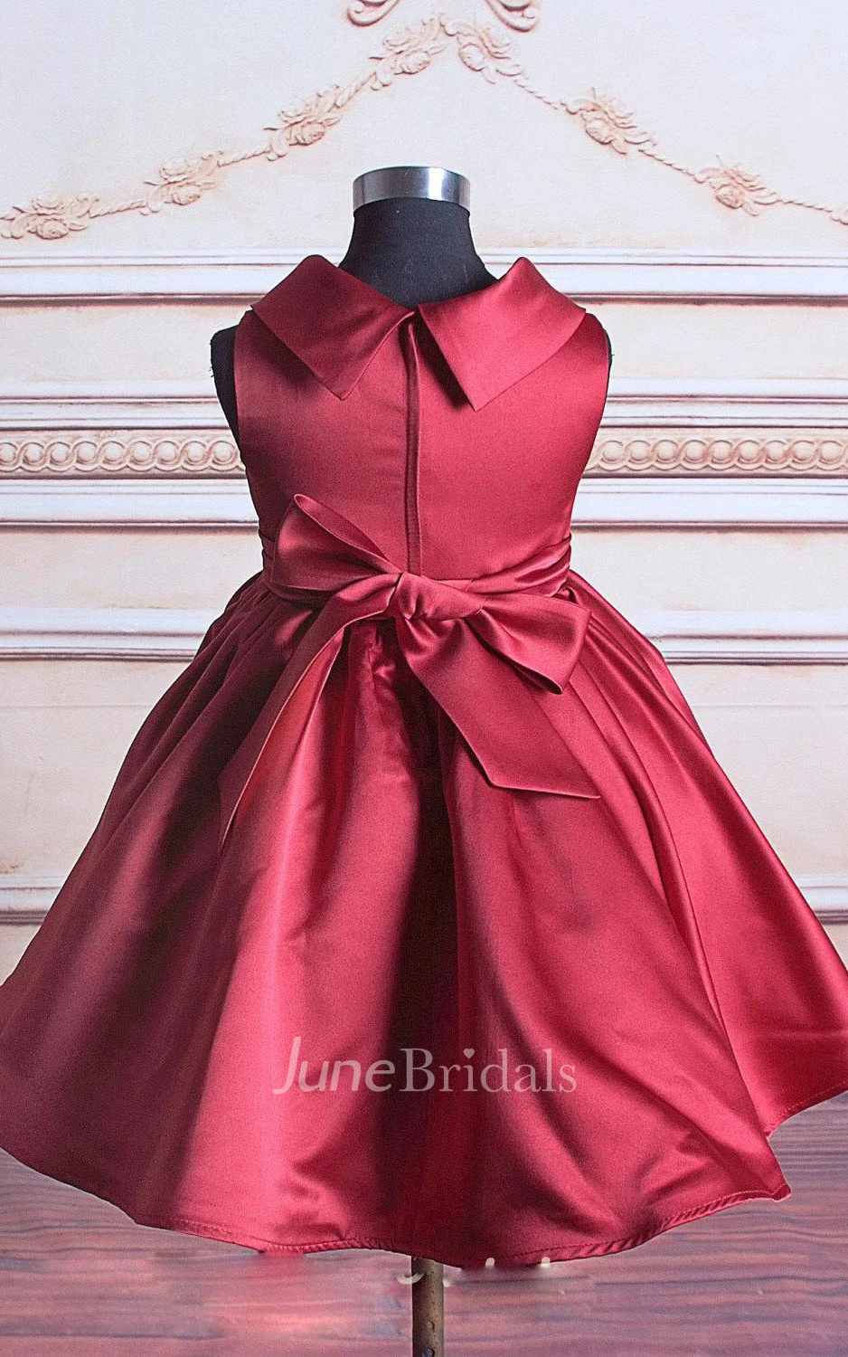 Sleeveless High Neck Pleated Satin Dress With Bow Belt