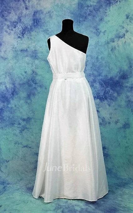 One Shoulder Taffeta Wedding Dress With Bow