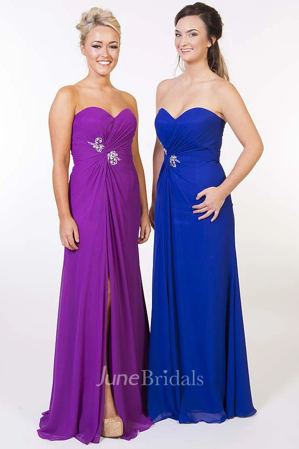 Sweetheart Criss-Cross Sleeveless Chiffon Prom Dress With Broach