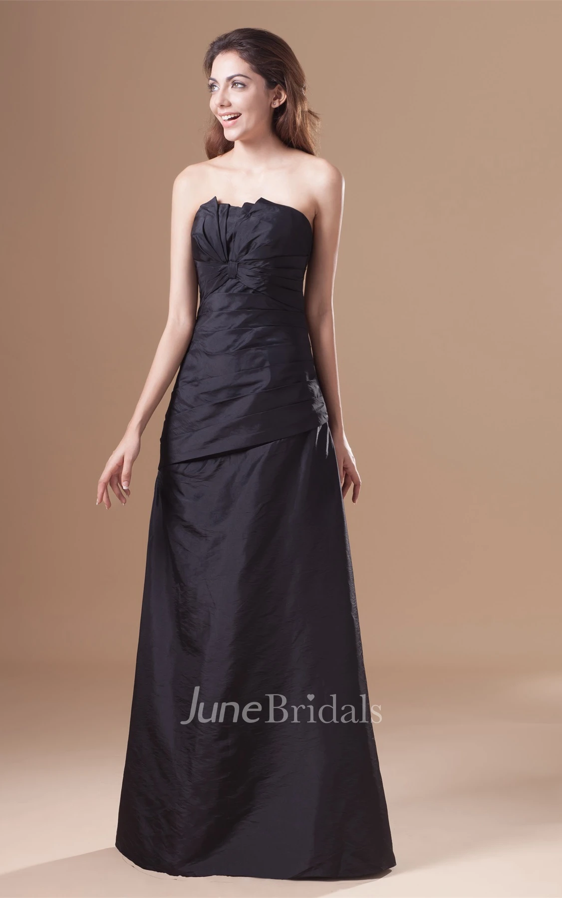 Strapless A-Line Floor-Length Dress with Central Ruching