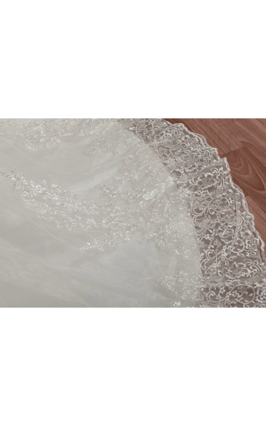 Caped-Sleeve Plunged A-Line Dress with Appliques and Pleats