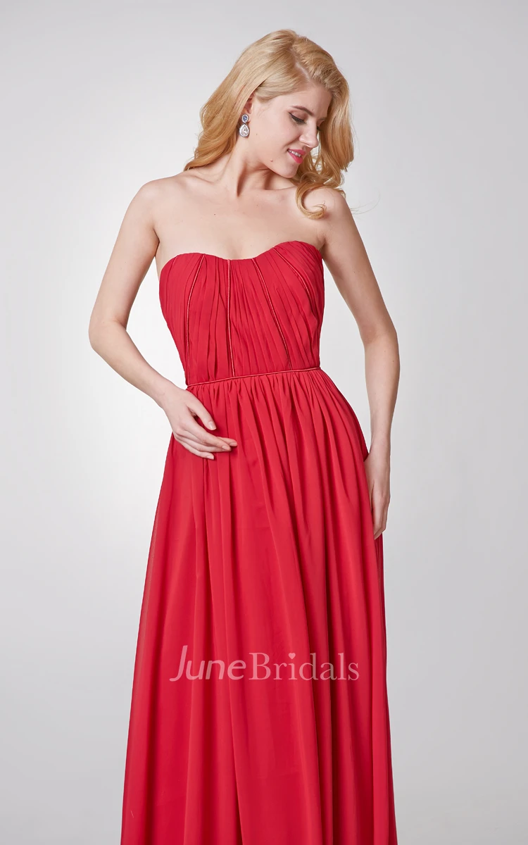 Simple Backless Ruched A-line Long Chiffon Dress