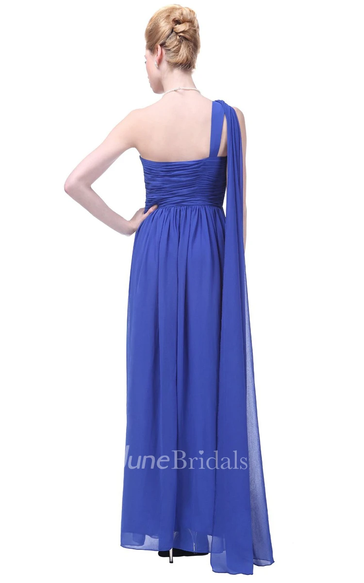 One-shoulder Basque Waist Ruffle Chiffon Dress