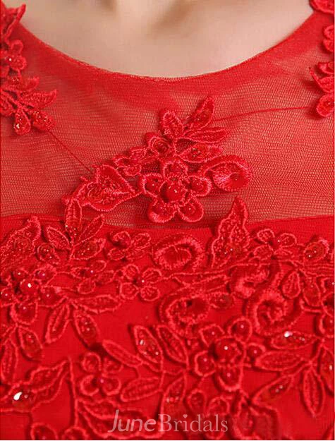 Sexy A-line Jewel Chiffon Prom Dress Lace Appliques