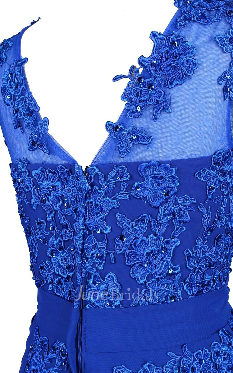 Illusion Neckline A-line Gown With Beaded Lace Appliques