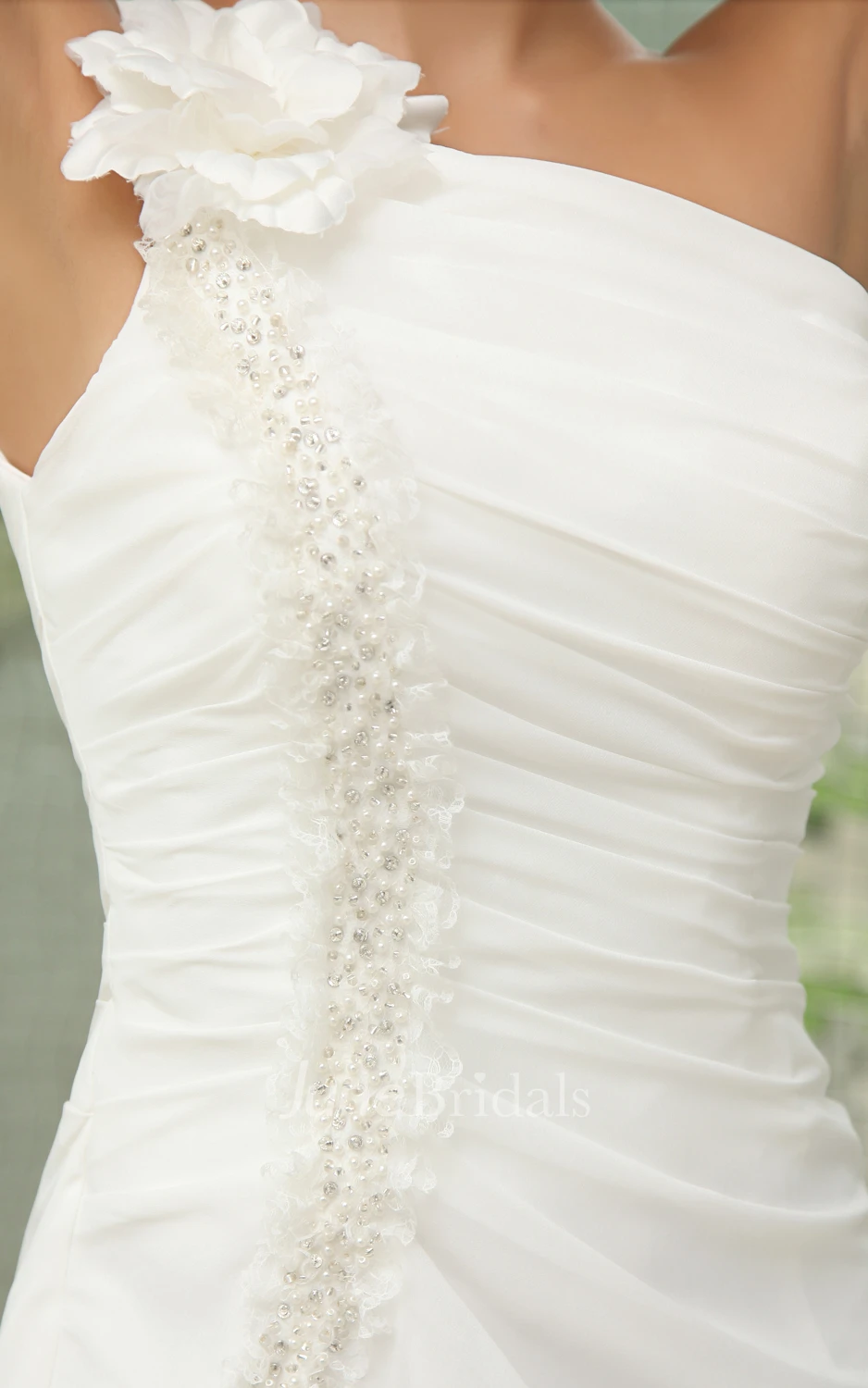 Stylish Asymmetrical One-Shoulder Classic Gown With Flowers