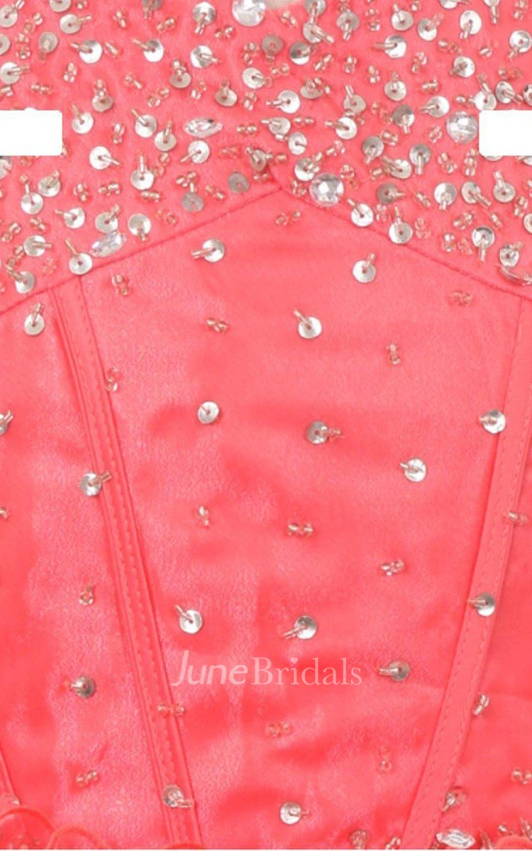 Sleeveless A-line Sequined Dress With Ruffles