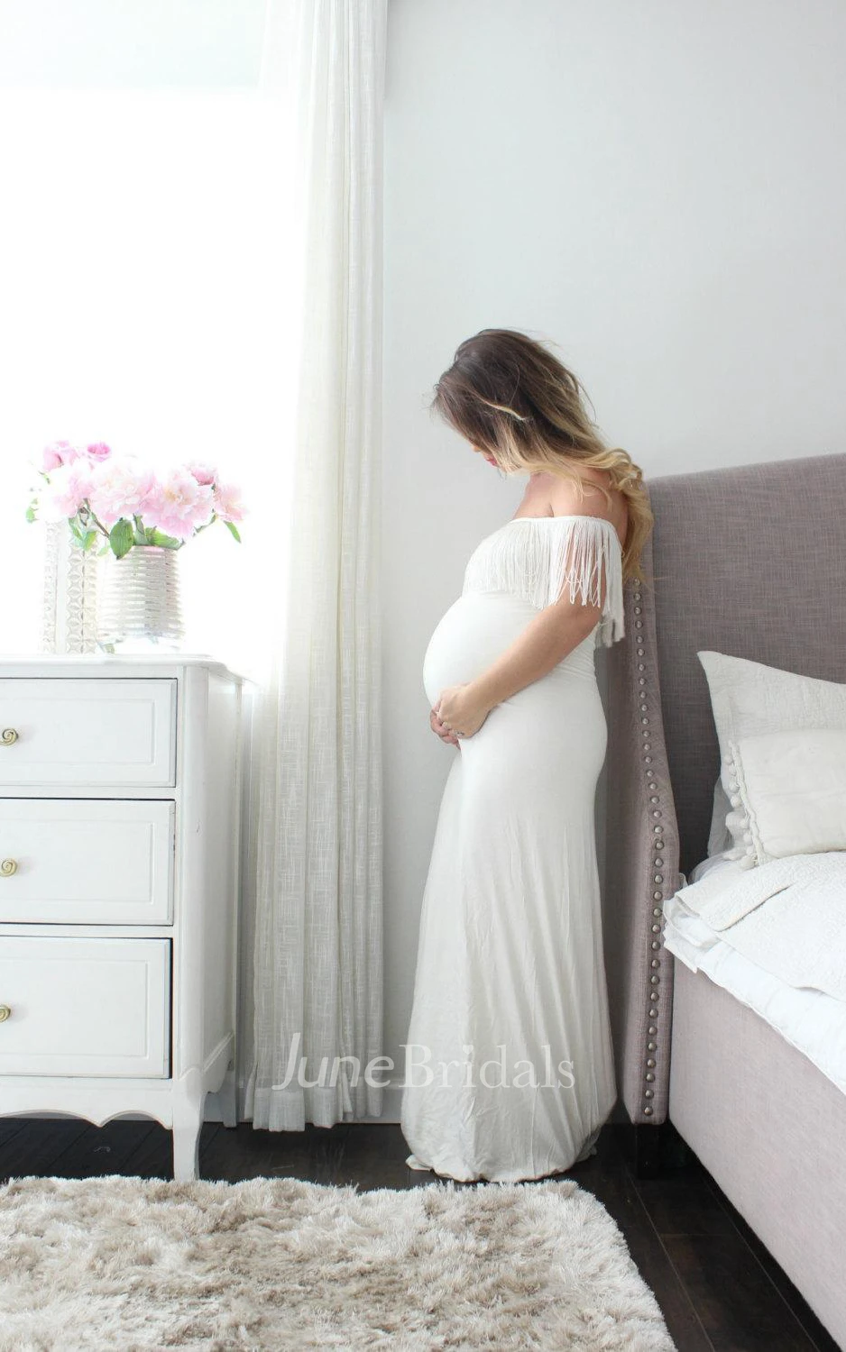 Fringe maternity hot sale dress