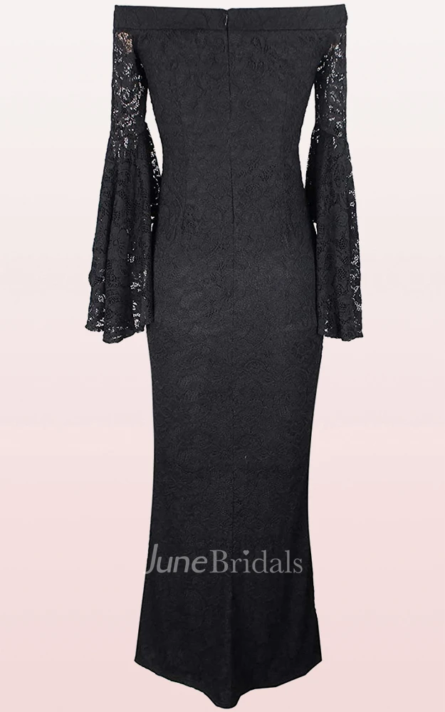 Mermaid Off-the-shoulder Lace Guest Evening Dress With Split Front