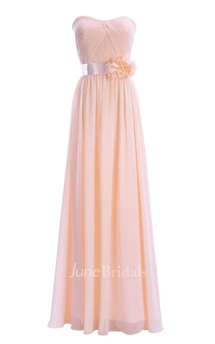 One-shoulder Sweetheart Long Empire Dress With Side Slit