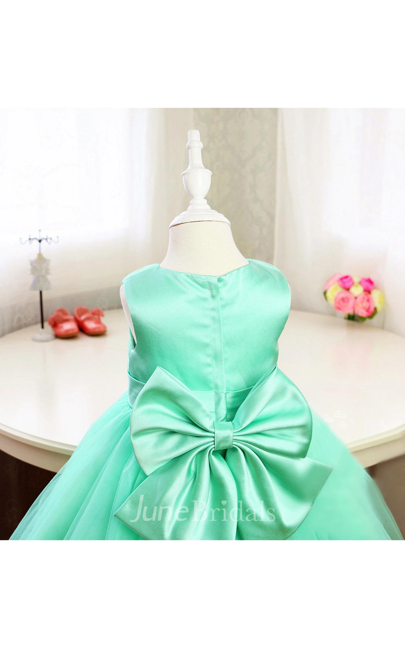 Basic Style Sleeveless Organza Floor Length Toddler Girl Dress