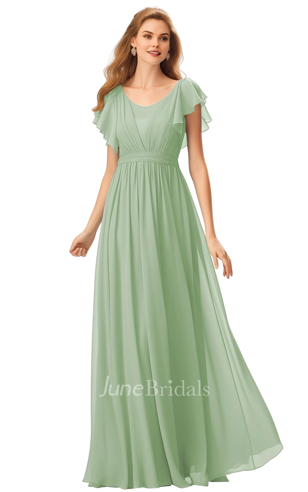 Casual A-Line Bateau Neck Chiffon Bridesmaid Dress