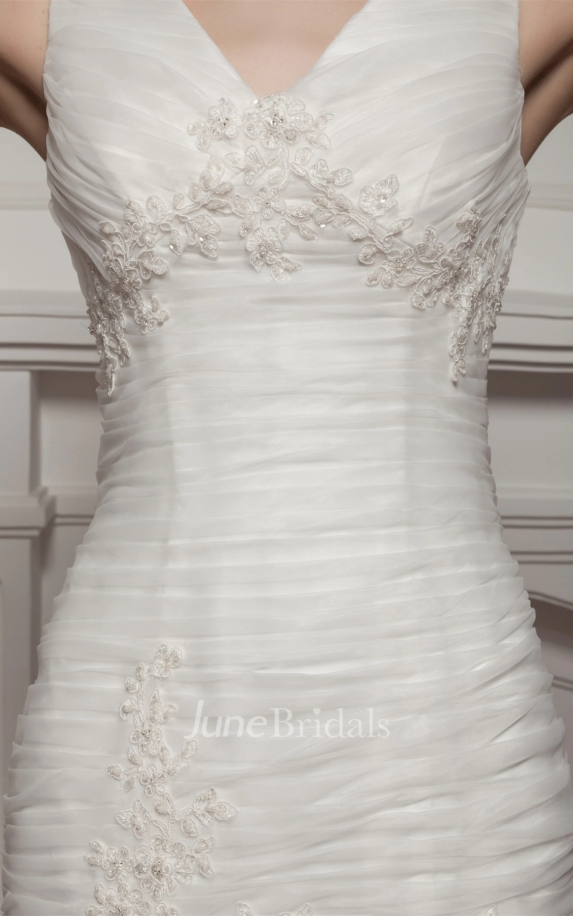 V-Neck Mermaid Ruffled Dress with Appliques and Tiers