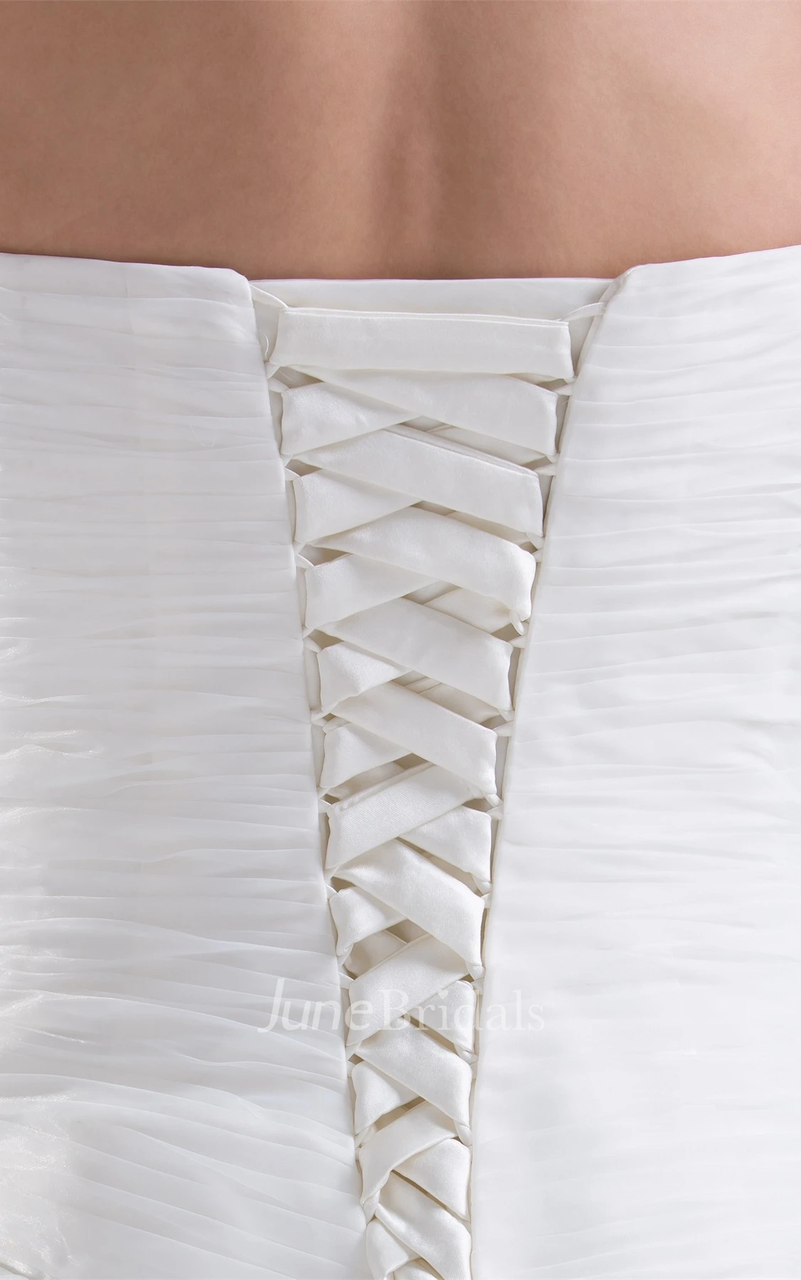 Sweetheart Criss-Cross Ruffled Ball Gown with Flower