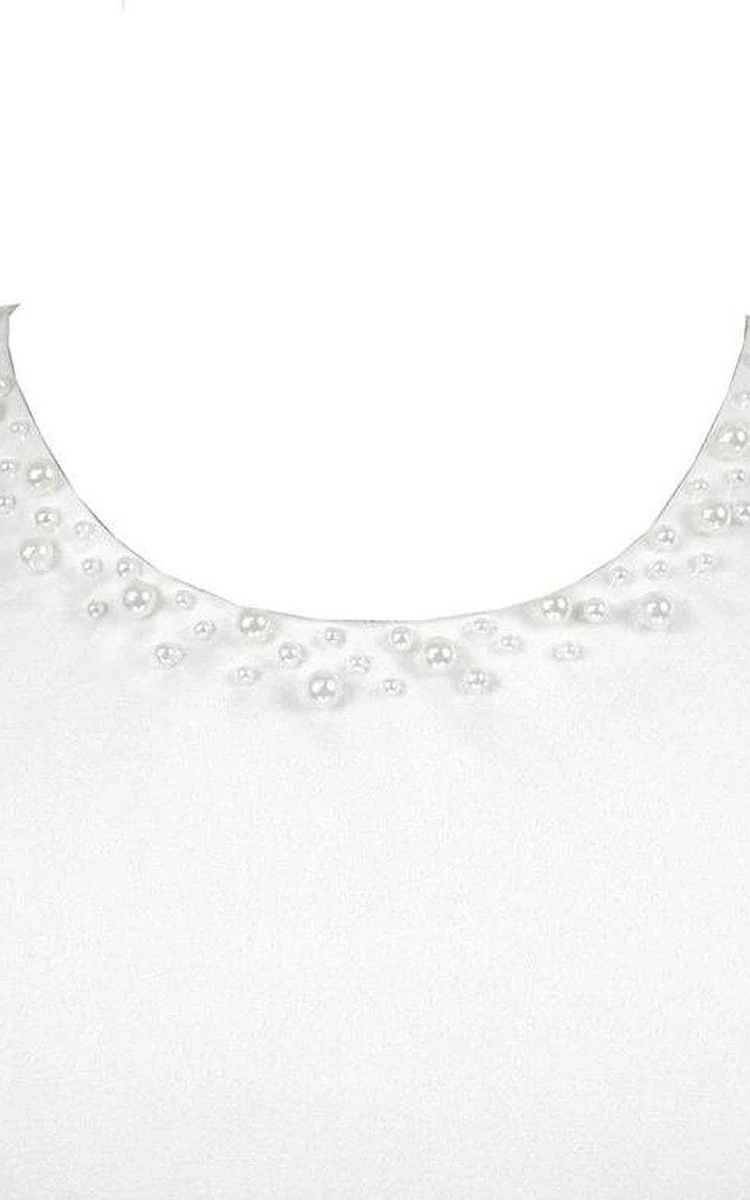 Sleeveless A-line Beaded Dress With Pleats and Bow