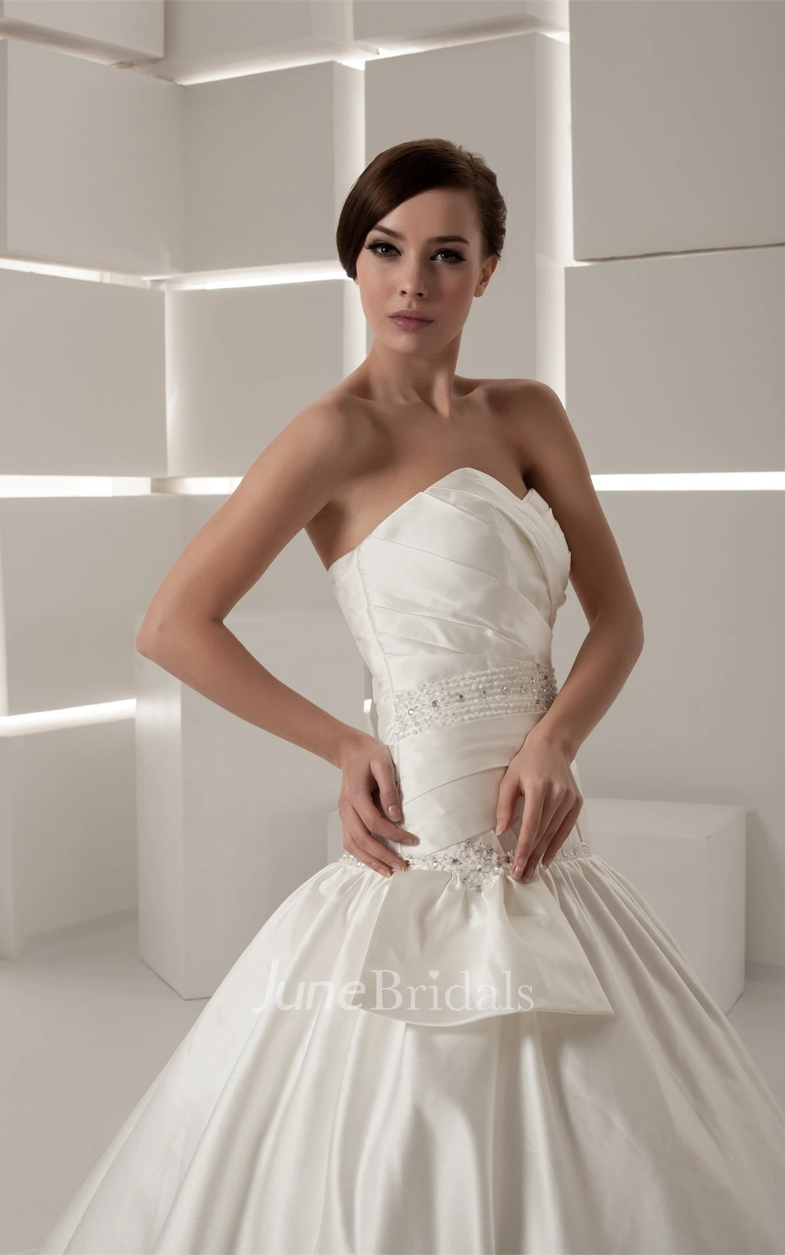 Sweetheart Satin Ball Gown with Pleats and Rhinestone