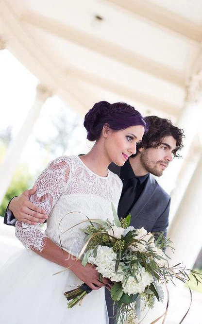 Lace Long Tulle Skirt Bride Detachable Skirt 2 Piece Dress