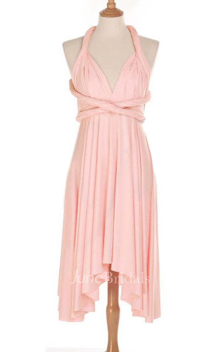 Convertible Chiffon Pleated Short Dress