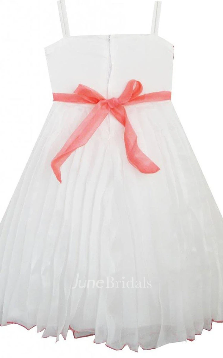 Sleeveless Square-neck Empire Dress With Beadings