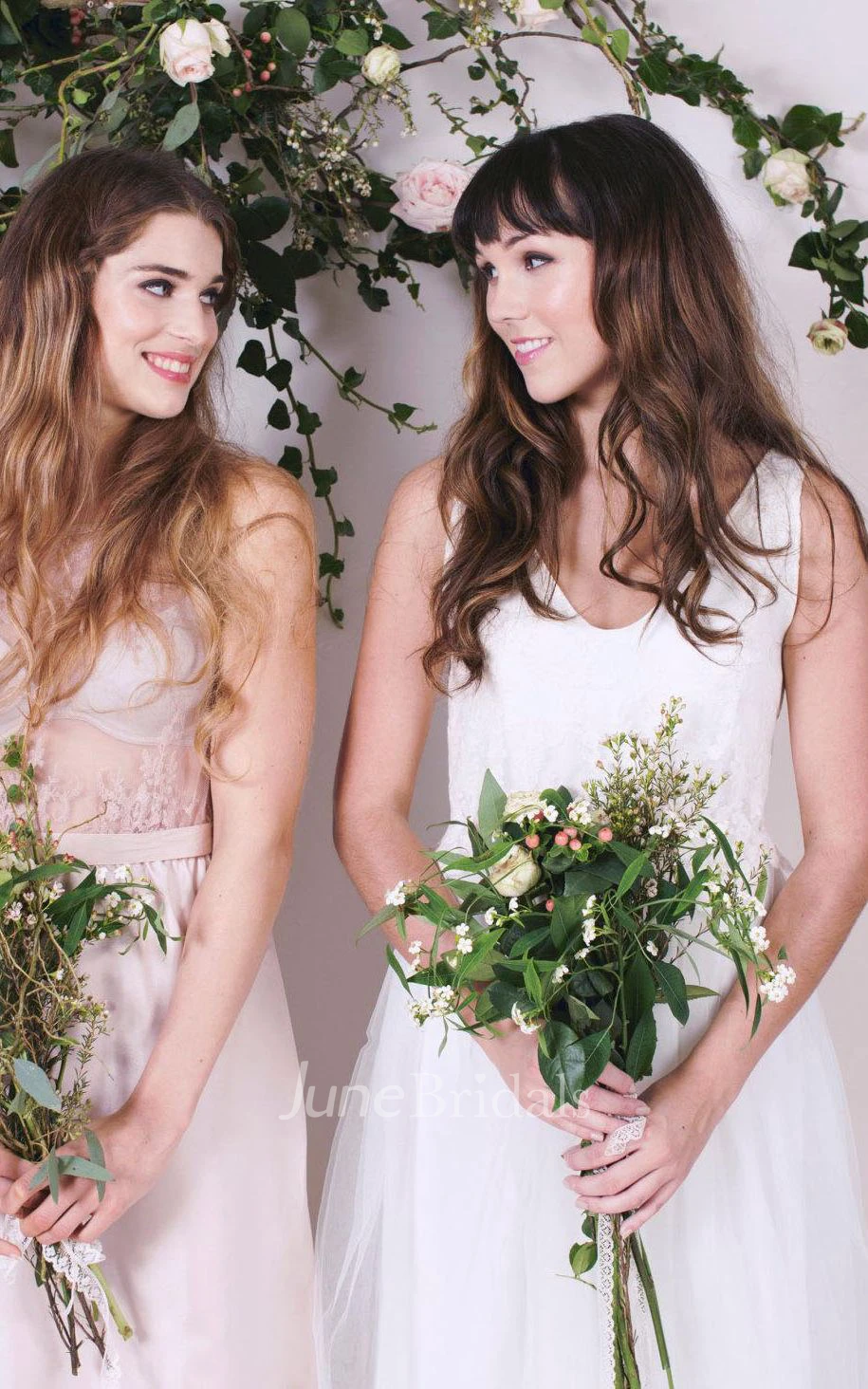 Ivory Floor-length Tulle Bridesmaid Dress