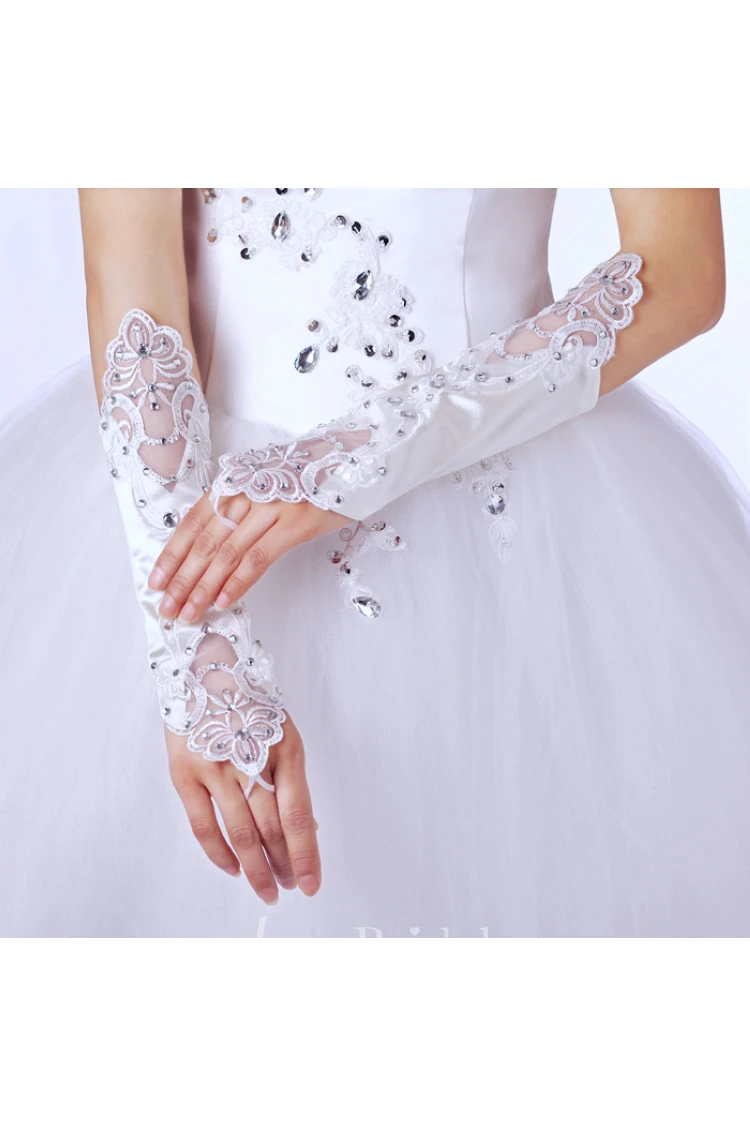 Diamond Elastic Satin Hollow Mesh Bead Embroidered Gloves