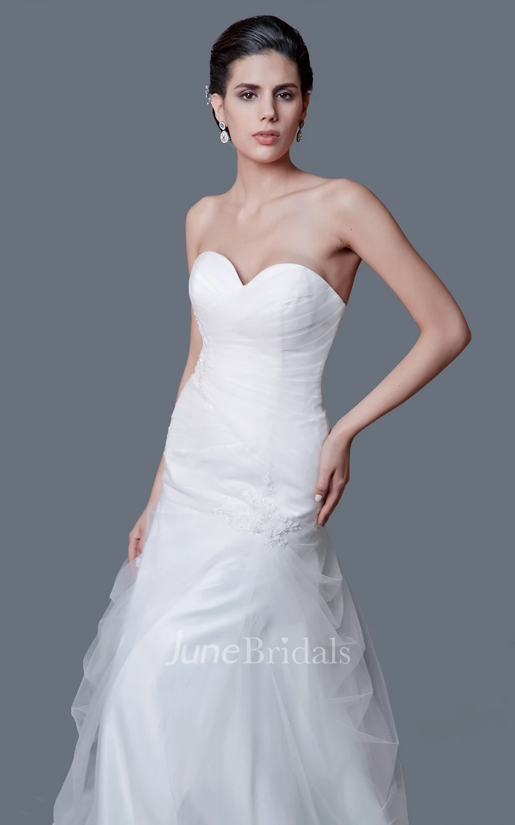 Brilliant Strapless Beaded A-line Tulle Gown