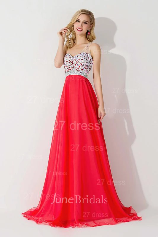 Sexy One Shoulder Crystal Prom Dress Floor Length
