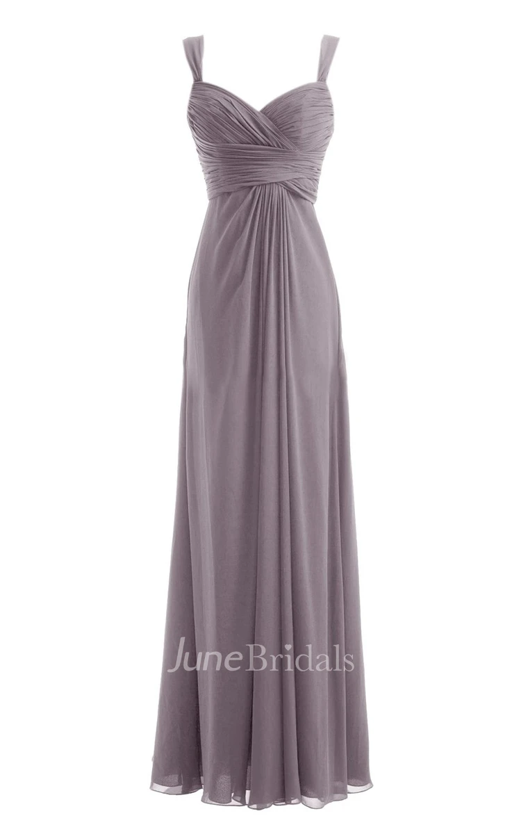 Spaghetti Straps Long Chiffon Dress With Basque Waist