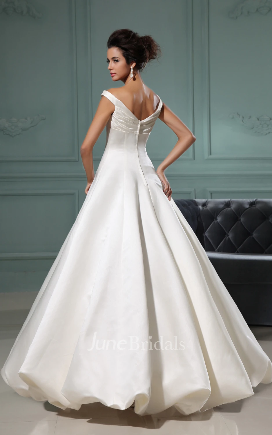 Vibrant V-Neck A-Line Deep Gown With Pick-Up Hem