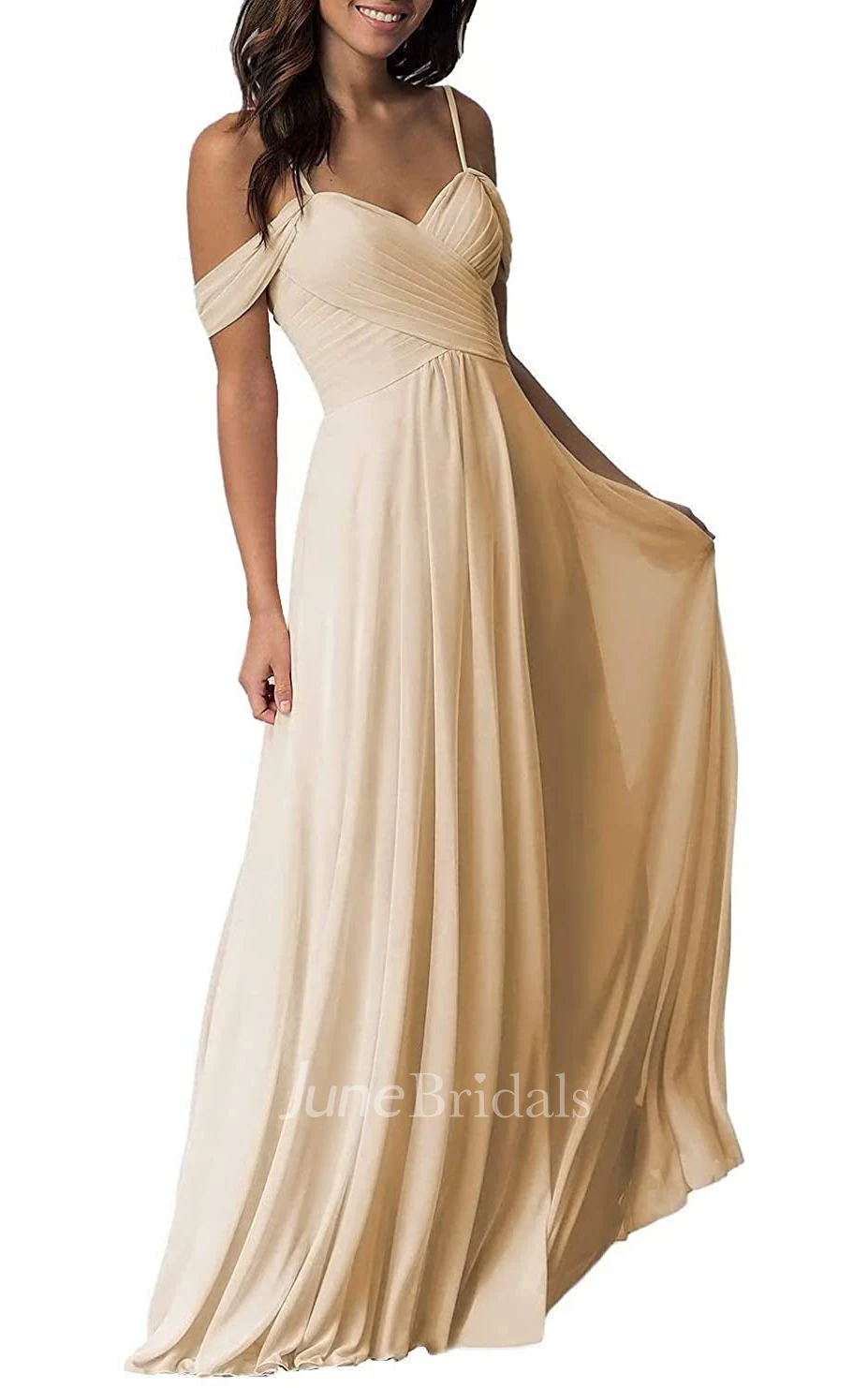 Elegant A Line Off-the-shoulder Chiffon Sleeveless Bridesmaid Dress