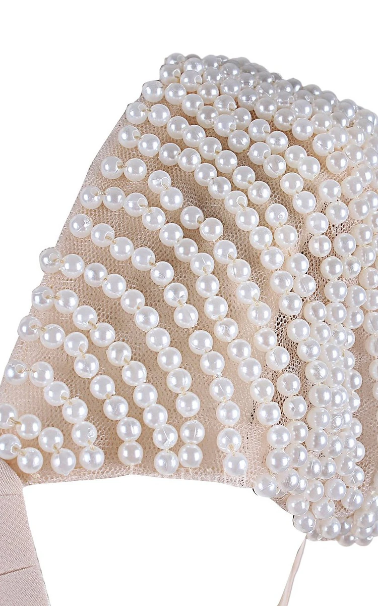 Cap-sleeve Drapped Beaded A-line Gown With Chapel Train