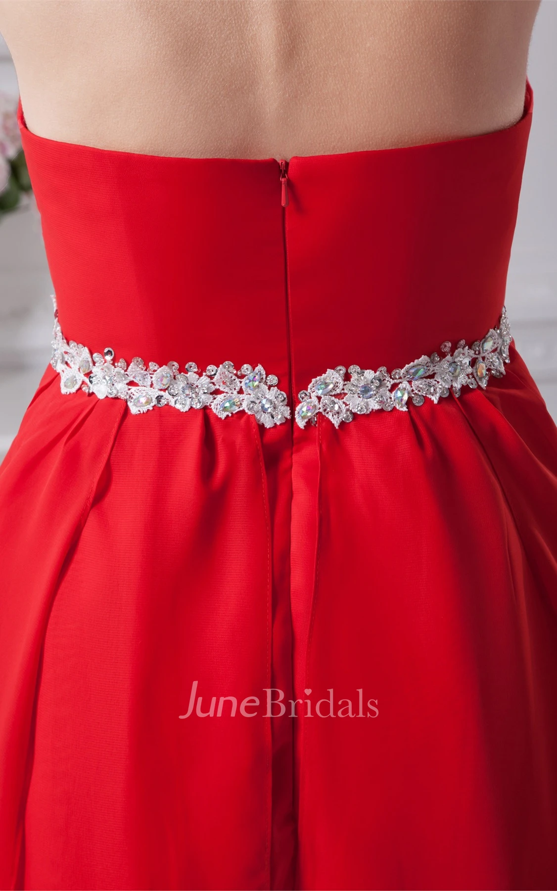 Sweetheart Empire Chiffon Midi Dress with Gemmed Halter