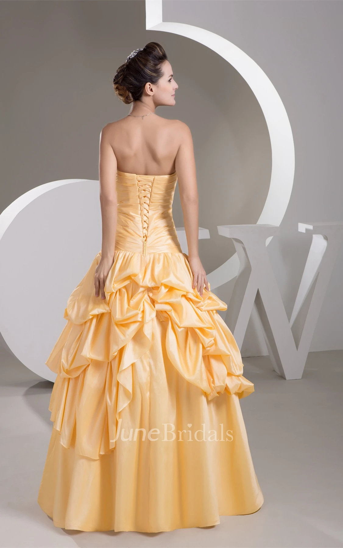 Sweetheart Pick-Up A-Line Gown with Crystal Detailing