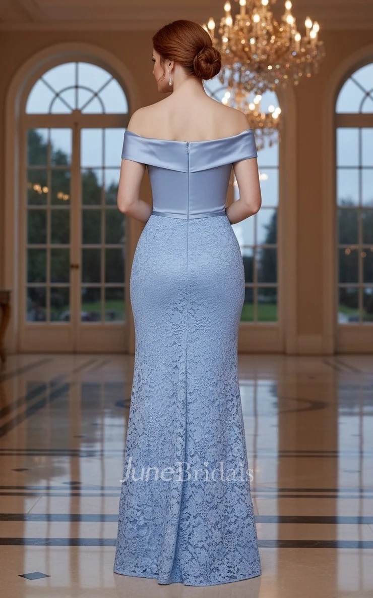 Elegant Modest Mermaid Off-the-Shoulder Boho Lace Maxi Mother of the Bride Dress Modern Floral Zipper Back Wedding Guest Dress