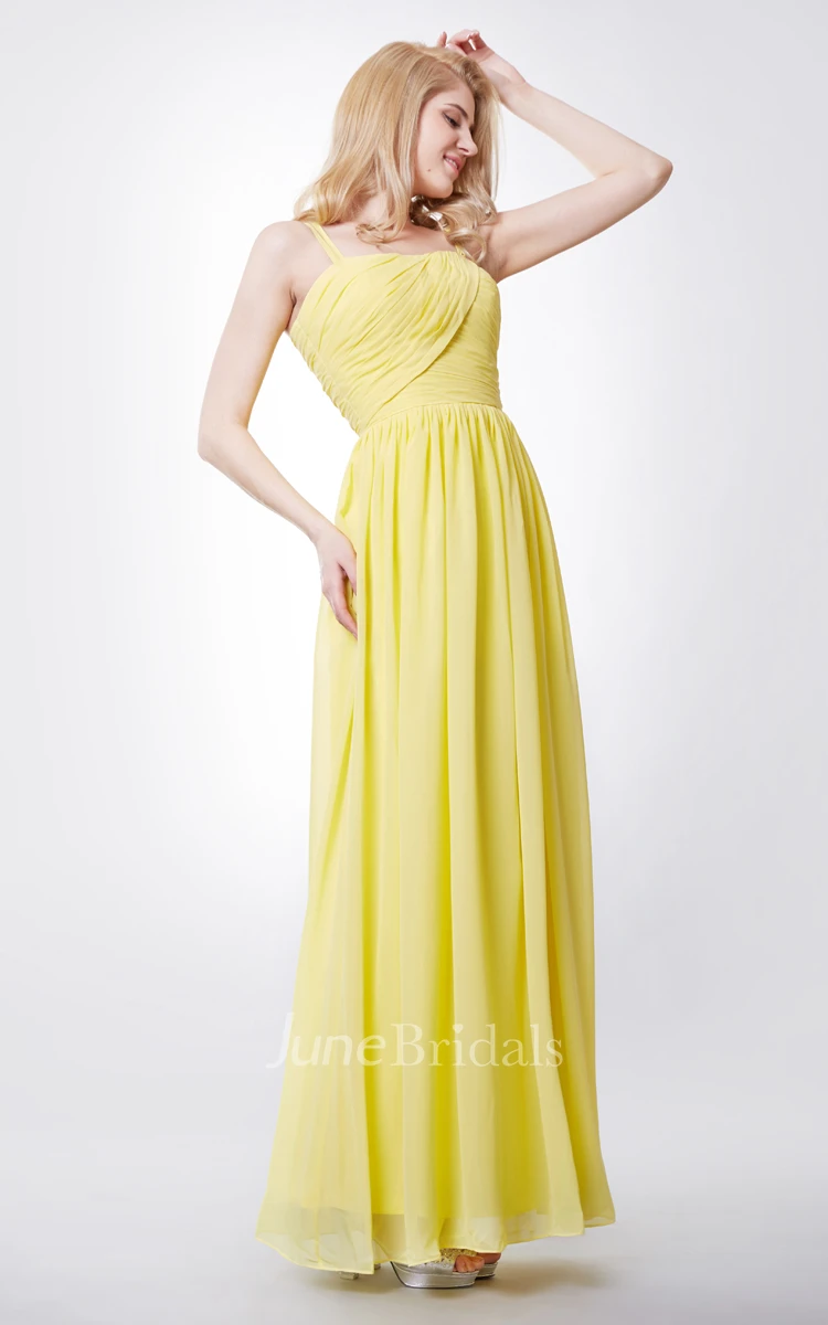 Sexy Sheath Chiffon Long Dress With Spaghetti Straps Style