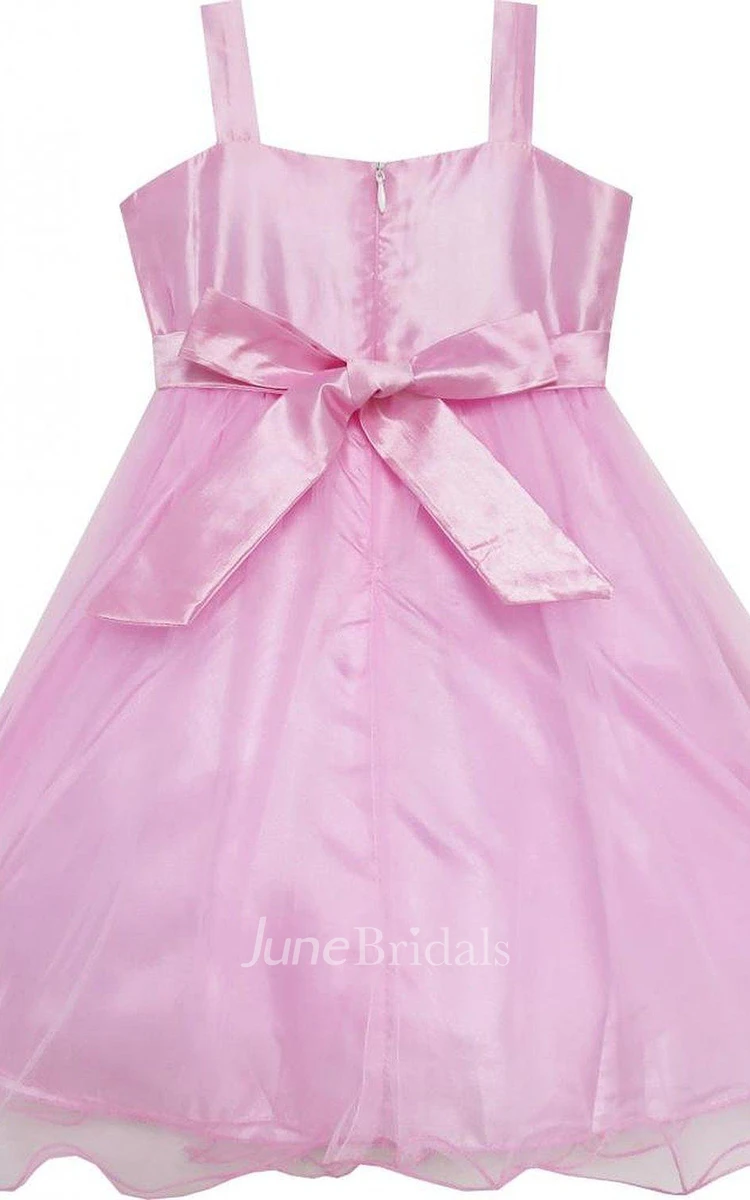 Sleeveless A-line Organza Dress With Straps and Pleats