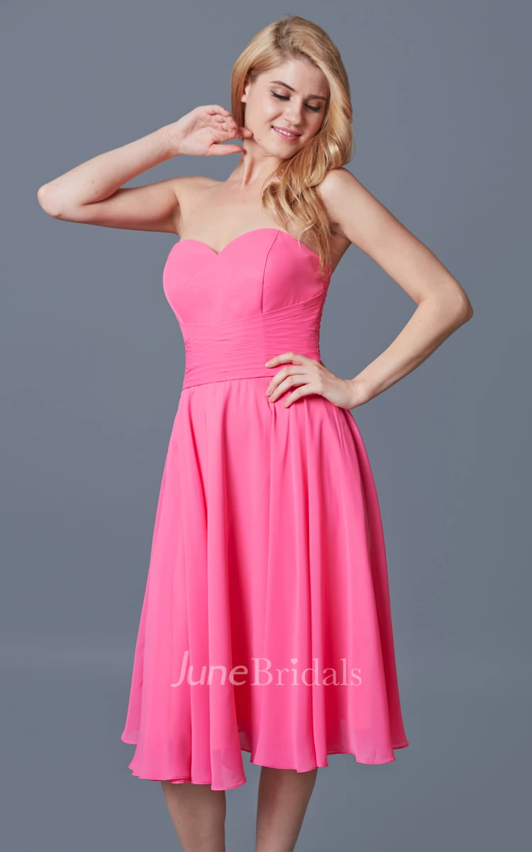 Vibrant Sleeveless Pleated Knee-length Chiffon Dress With Backless